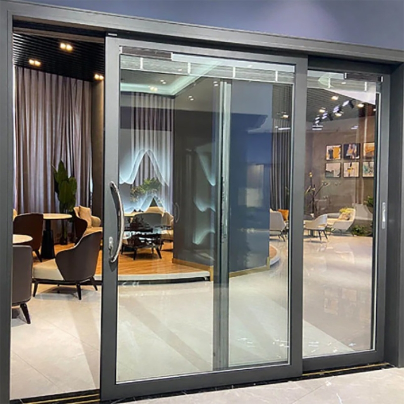 Couleur optionnelle coupure thermique double sécurité tempérée porte coulissante en verre d'aluminium 10% de réduction