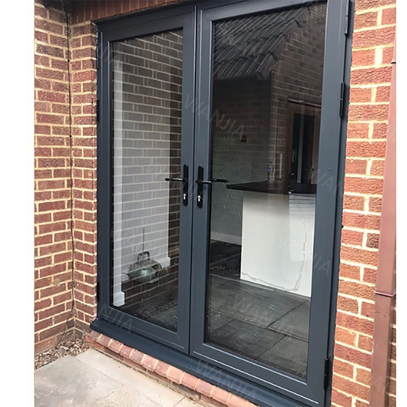 Couleur facultative Porte en verre français en aluminium pour l'entrée du patio du bureau