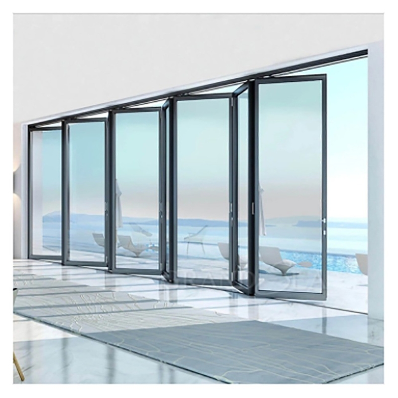 Skate Large-Scale Aluminium Thermal Break Noir Alliage d'aluminium portes à double pli pour le verre
