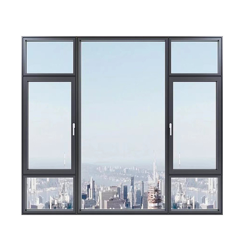 Niveau 8 étanchéité à l'air fenêtres en alliage d'aluminium noir pour un design moderne personnalisé