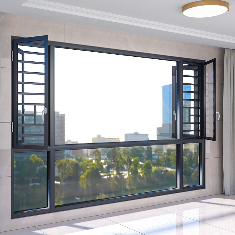 Niveau 8 étanchéité à l'air fenêtres en alliage d'aluminium noir pour un design moderne personnalisé