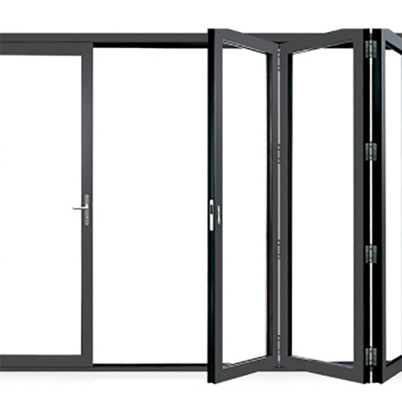 1Épaisseur de paroi en aluminium de.4 mm Porte coulissante de patin à roulettes de rupture thermique Panneaux bipliants en alliage noir