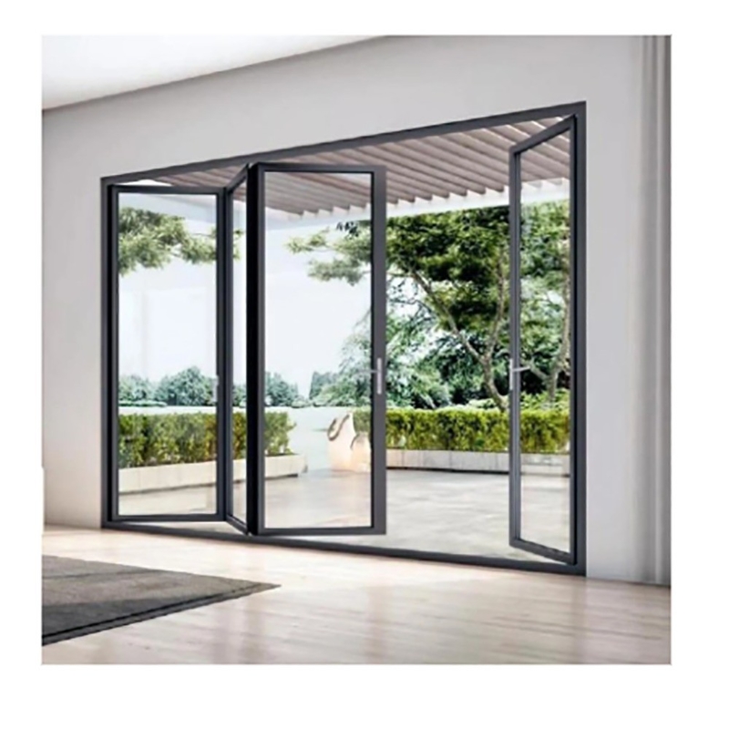 1Épaisseur de paroi en aluminium de.4 mm Porte coulissante de patin à roulettes de rupture thermique Panneaux bipliants en alliage noir