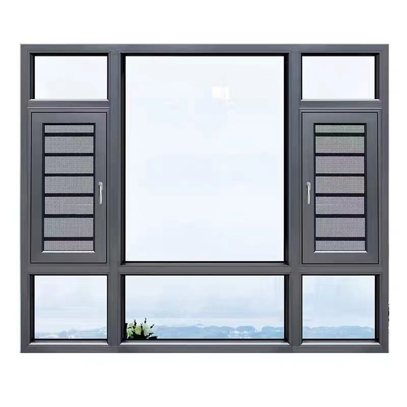 Design moderne type rideau suspendu en aluminium noir vitrail pour le style européen