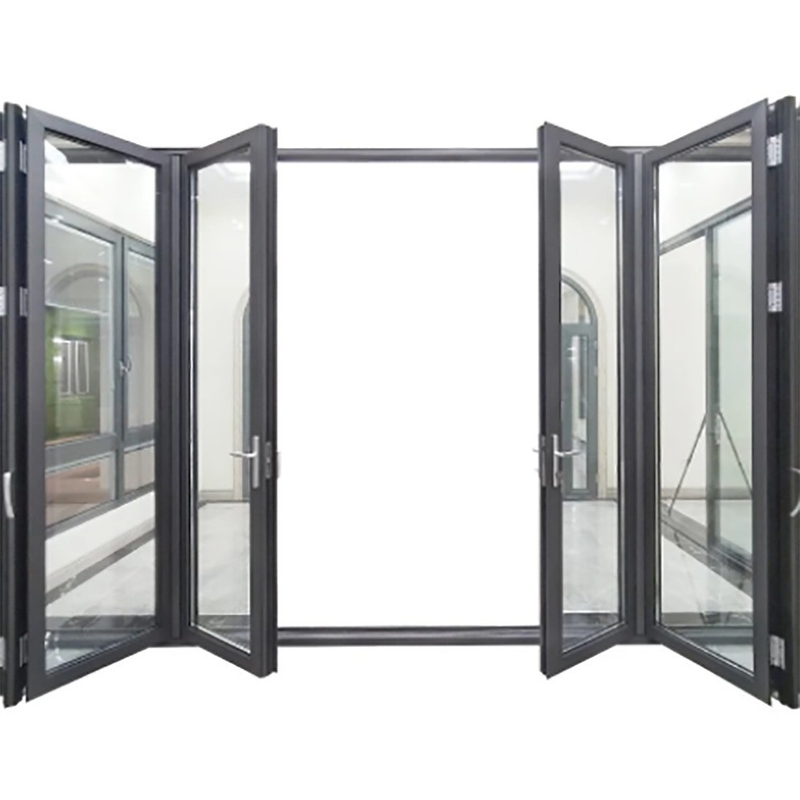 Ateliers d'isolation thermique valeur K ≤2.1 rupture thermique Porte double en alliage d'aluminium noir