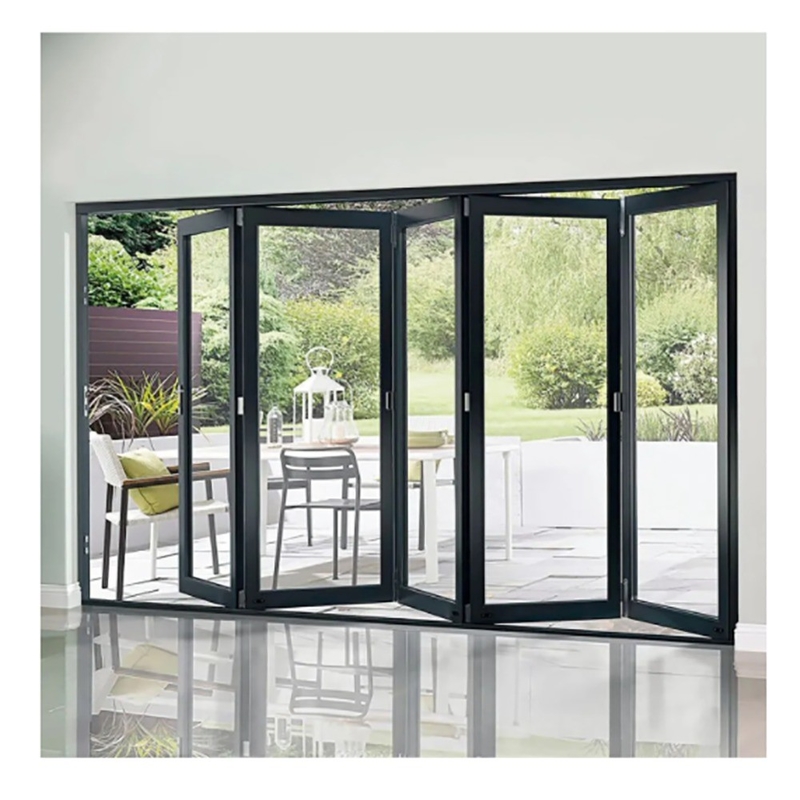 Ateliers d'isolation thermique valeur K ≤2.1 rupture thermique Porte double en alliage d'aluminium noir
