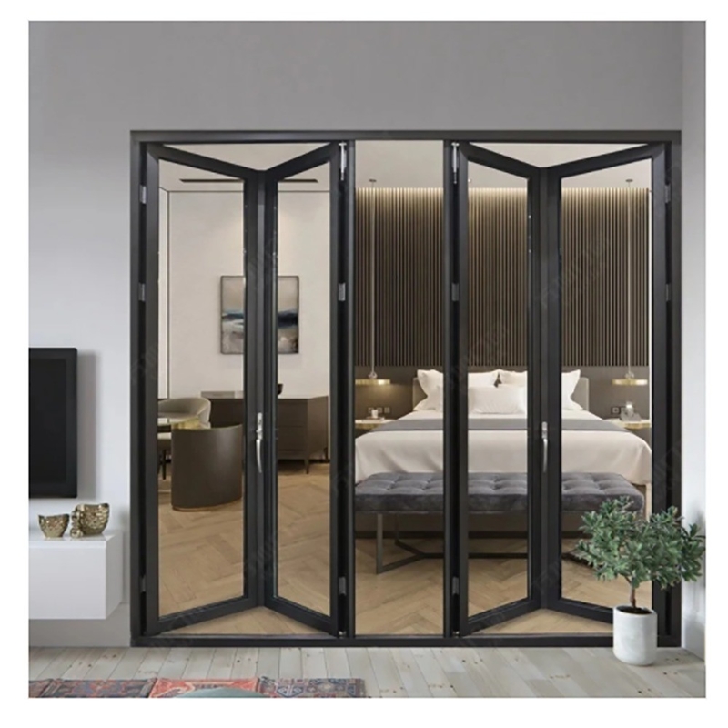 Ateliers d'isolation thermique valeur K ≤2.1 rupture thermique Porte double en alliage d'aluminium noir