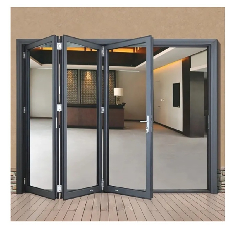 Ateliers d'isolation thermique valeur K ≤2.1 rupture thermique Porte double en alliage d'aluminium noir