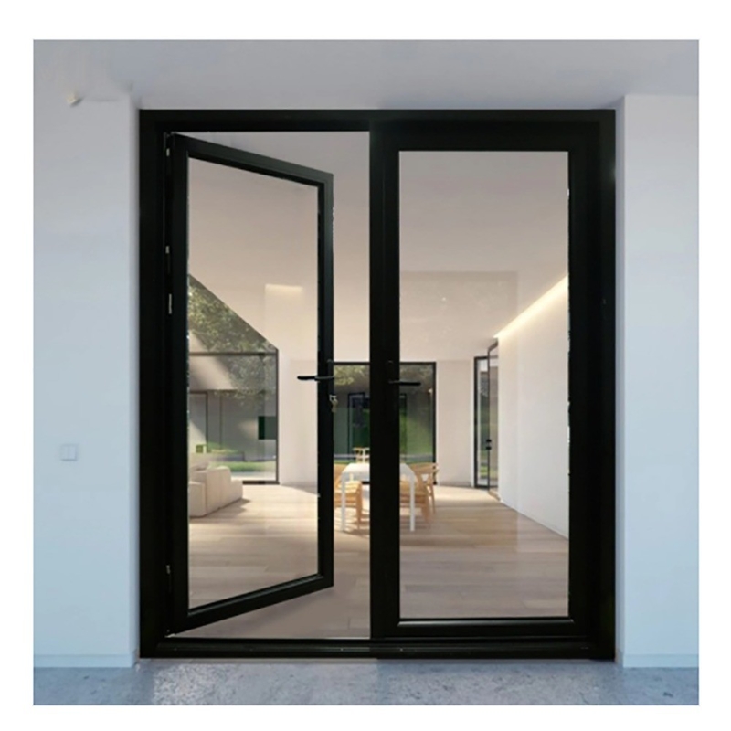 Porte à vitrage thermique avec large cadre d'oscillation et double vitrage