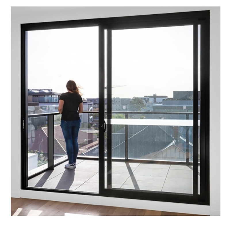 Porte coulissante à double vitrage large cadre et style de conception minimaliste avec alliage d'aluminium