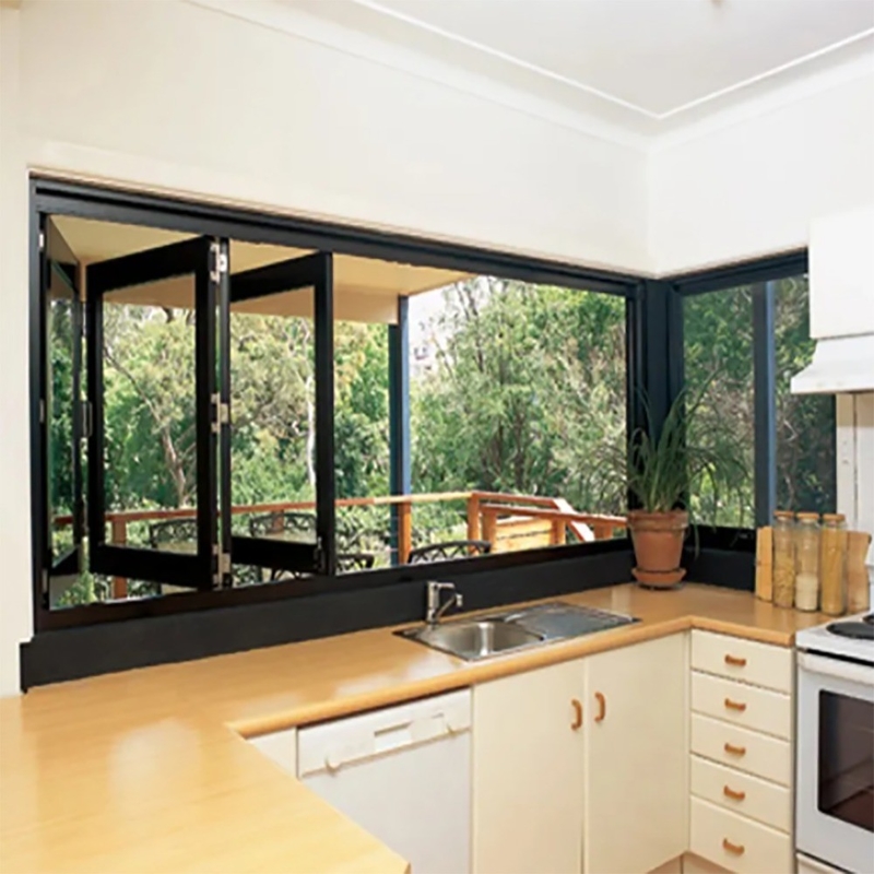 Cadre en alliage d'aluminium de 70 mm de large BI Fenêtres pliables avec un design moderne et une fenêtre coulissante