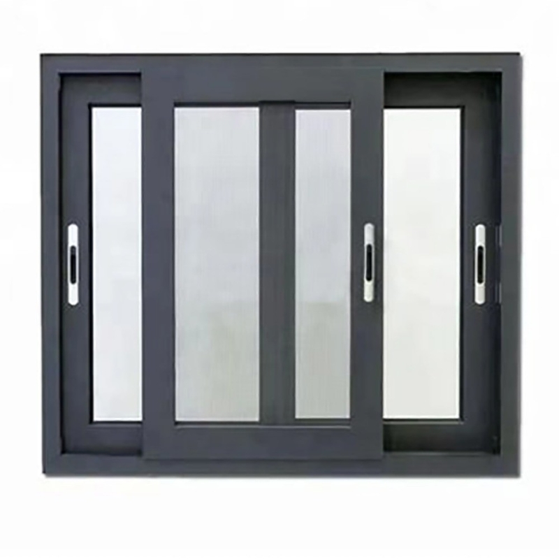 Fenêtre coulissante en alliage d'aluminium à double verre trempé sur mesure d'une épaisseur de paroi de 2,2 mm