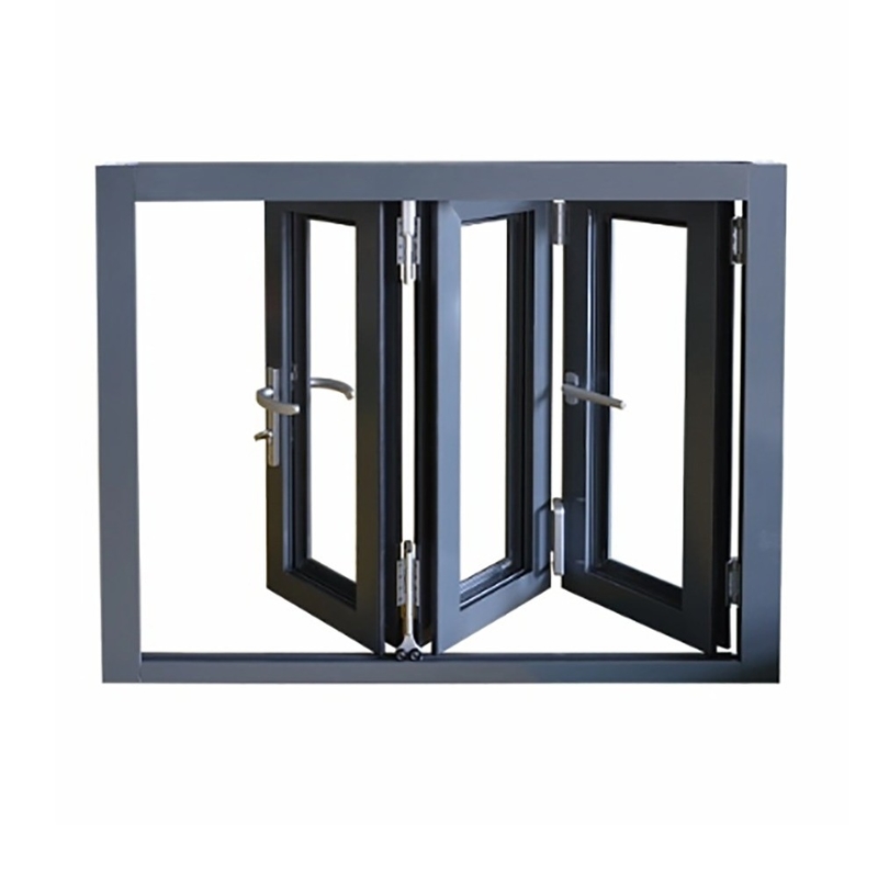 Niveau 9 Résistance à la pression du vent Vitres bi-pliées en aluminium à profils thermiques