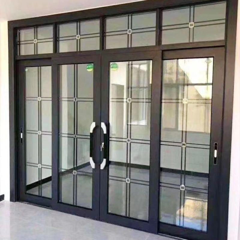 Porte coulissante à ascenseur en aluminium à rupture thermique avec verre trempé pour espace extérieur