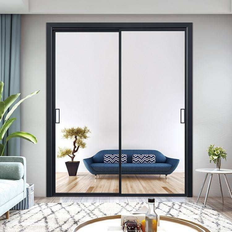 Porte coulissante à ascenseur en aluminium à rupture thermique avec verre trempé pour espace extérieur