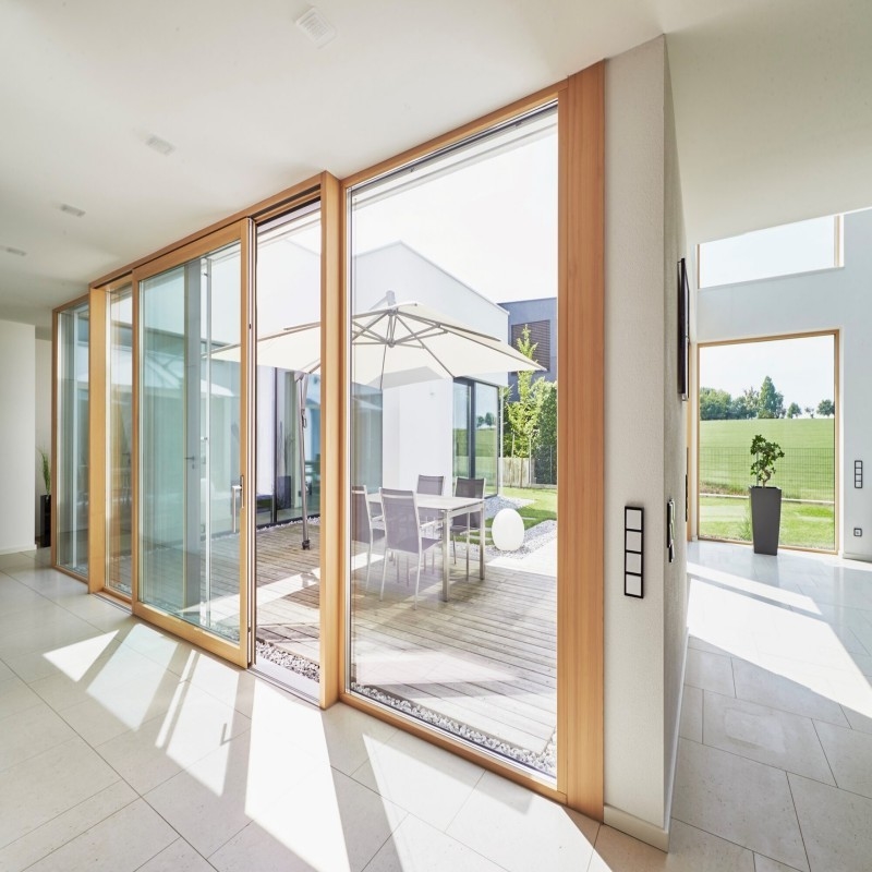 Porte hydraulique en aluminium élévateur et coulissante pour maisons et bureaux