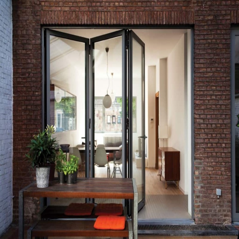 Portes imperméables à l'eau à double vitrage en aluminium bi pliable de haute qualité pour la maison moderne