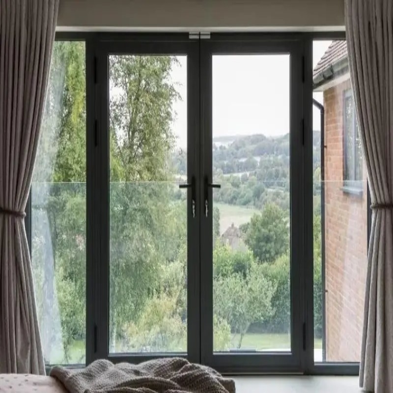 Porte en verre double en aluminium extérieur de haute qualité avec conception de joint de 8 voies