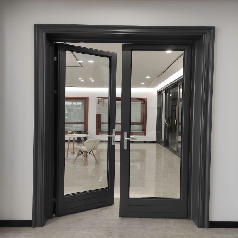 Porte-fenêtre à battant en aluminium extérieur en gros, porte intérieure avec une étanchéité à l'air supérieure