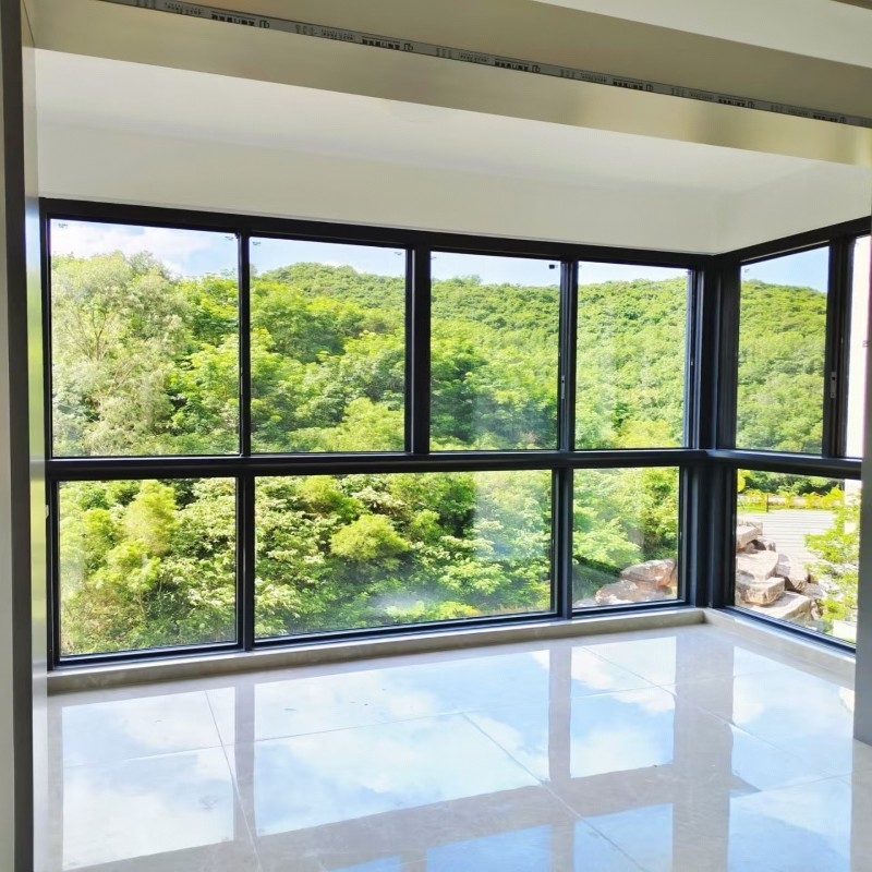 Mode Nouveau design aluminium double vitrage vitre coulissante avec verre bas-E pour les petits espaces