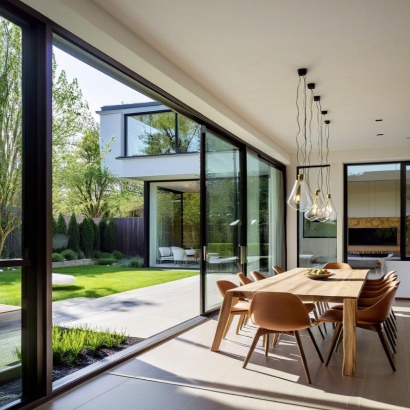 Porte coulissante à double vitrage à haute transmission lumineuse en aluminium pour patio