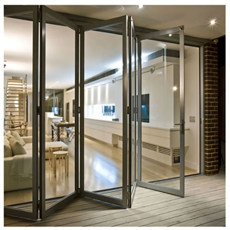 Porte pliante en aluminium de luxe avec verre trempé pour résidence et commerce