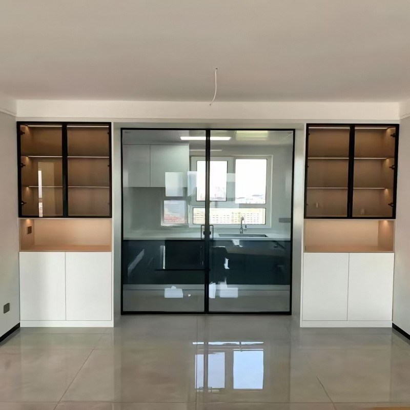 Fournisseur chinois de porte coulissante en aluminium à cadre étroit à rupture de pont thermique économe en énergie avec double vitrage