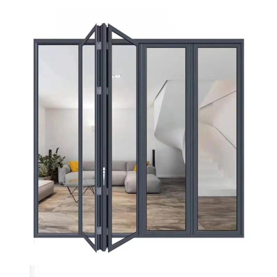 Porte coulissante en verre triplex Porte pliante en verre trempé en alliage d'aluminium