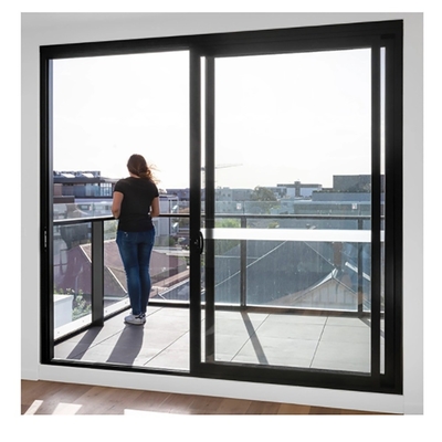 Porte coulissante à double vitrage large cadre et style de conception minimaliste avec alliage d'aluminium